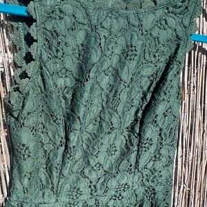 Evergreen/Deep Green Lined Floral Lace Dress Size 9 NWOT- NEVER WORN